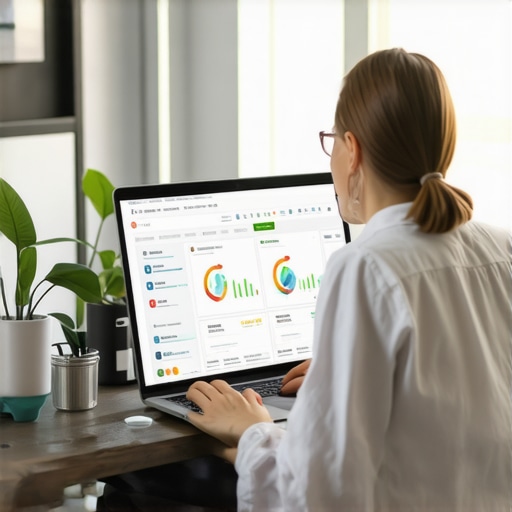 Person analyzing local SEO and review data on a laptop for ongoing GMB profile maintenance