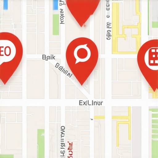 Map of Columbus with SEO markers indicating local search strategies.
