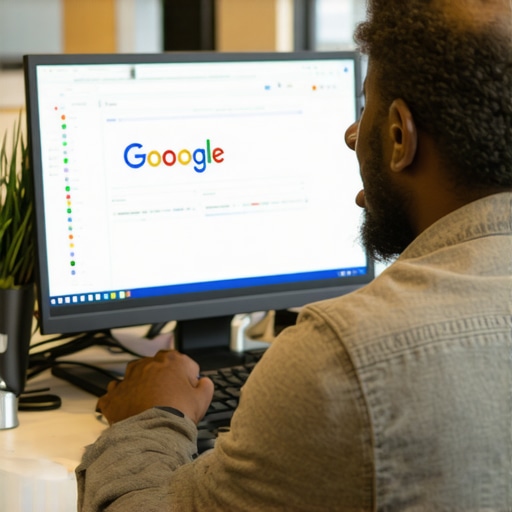 Business owner updating Google My Business profile on a laptop in Columbus