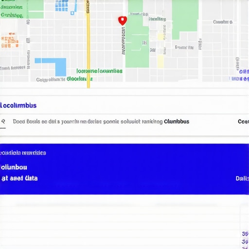 Dashboard displaying local search rankings for Columbus businesses