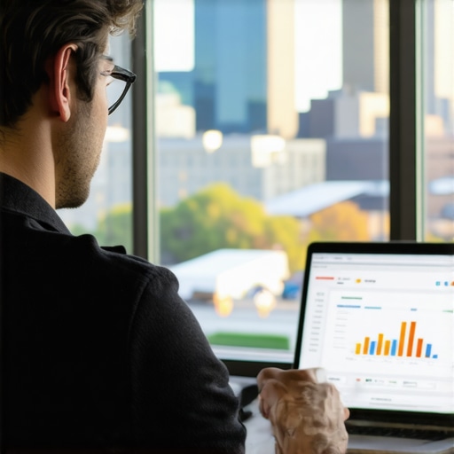 Business owner reviewing SEO analytics for Columbus