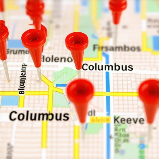 Map of Columbus, Ohio with business location pins correctly placed