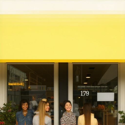 Busy Columbus shopfront with smiling customers during daylight