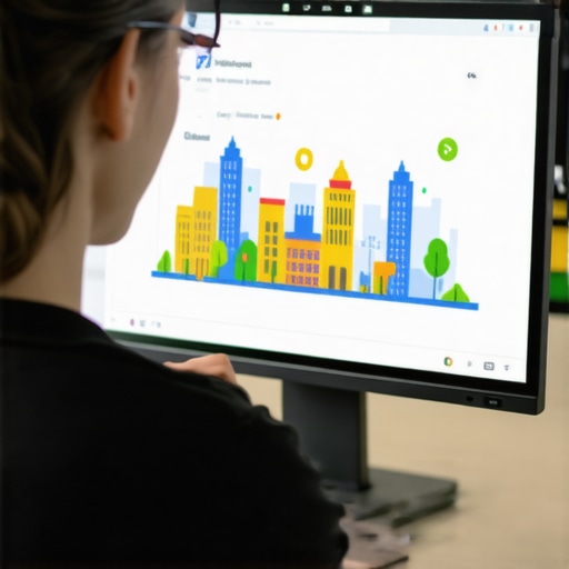 Person analyzing local SEO dashboard with Columbus landmarks