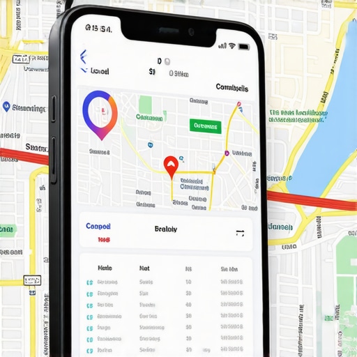 A mobile device showing real-time local SEO metrics over Columbus Ohio map
