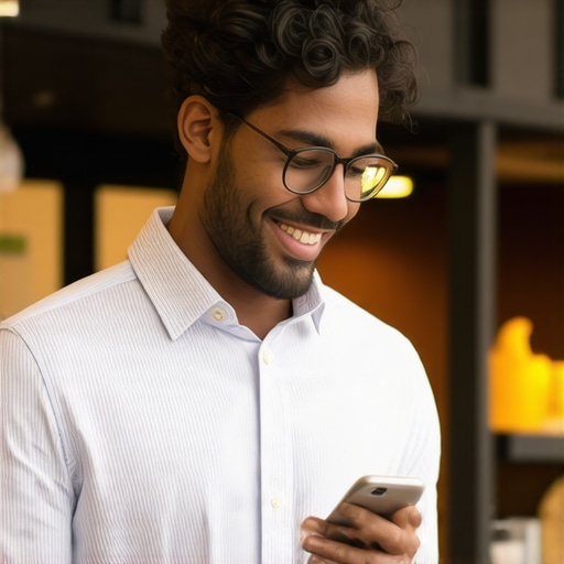 Business owner engaging with customer reviews on mobile device